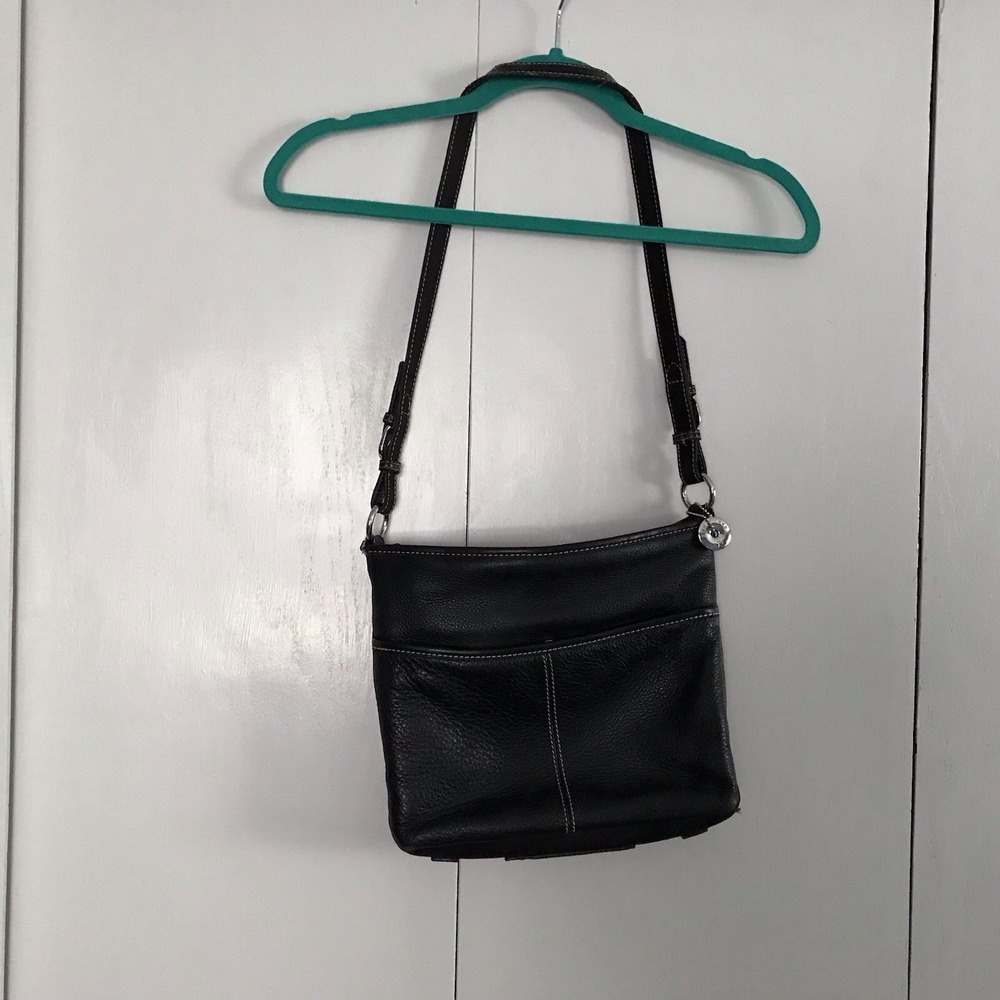 Sak Leather Black shoulder Bag Donut Shaped Charm